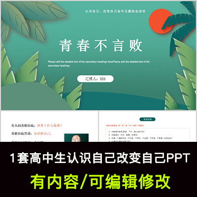 高中生认识自己改变自己主题班会PPT课件青春不言败