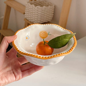 陶瓷可爱手绘橘子小碗釉下彩
