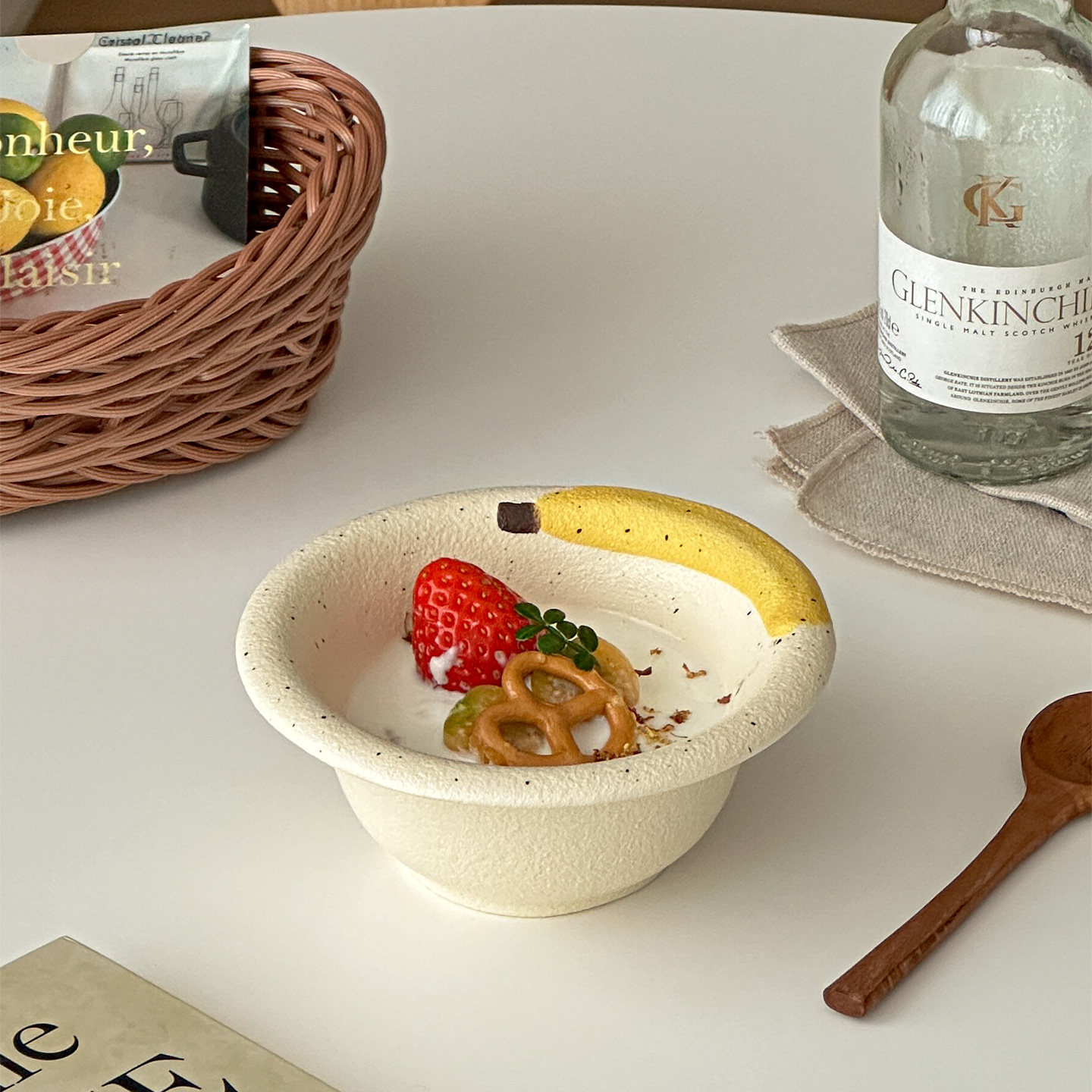 穆尼泼墨香蕉陶瓷碗粗陶酸奶碗燕麦早餐碗家用轻食碗甜品碗布丁碗