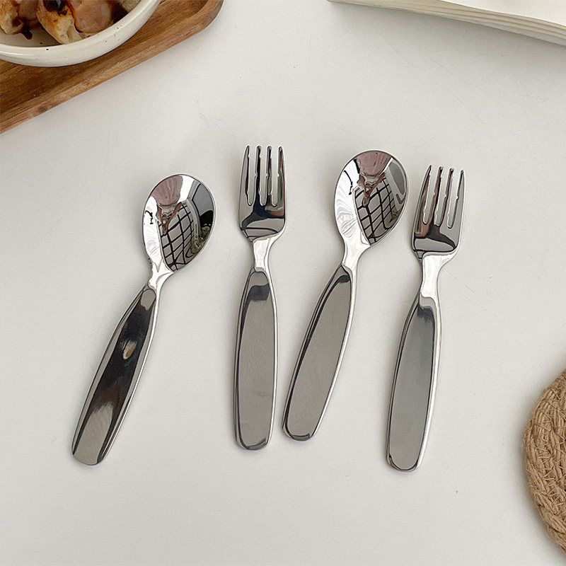 穆尼 304不锈钢加厚宽柄叉勺圆嘟嘟甜品勺家用宝宝米饭勺水果叉子,餐饮具,叉/勺/筷套装,淘宝优惠券,粉丝福利购,淘宝优惠卷