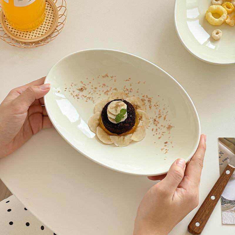 穆尼奶黄日式椭圆形蛋形盘家用碗水果沙拉意面咖喱饭早餐轻食陶瓷,餐饮具,盘,淘宝优惠券,粉丝福利购,淘宝优惠卷