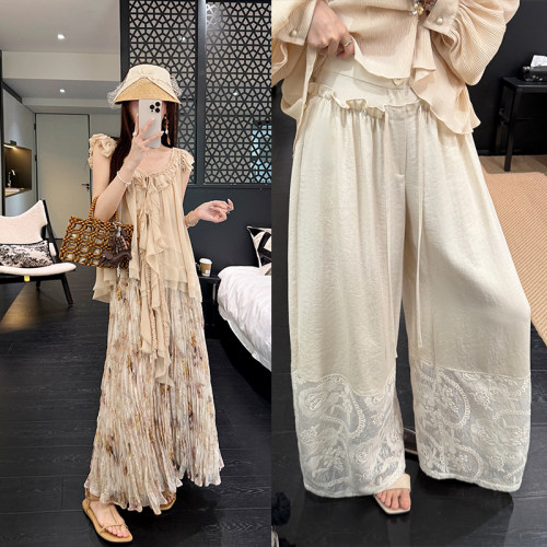 【夏日懒人私服】张涩涩 荷叶边上衣+半身裙+花苞裤