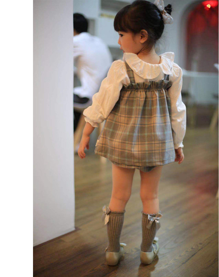 ShyElephant原创西班牙女童装夏季新款学院风时尚格子吊带连衣裙