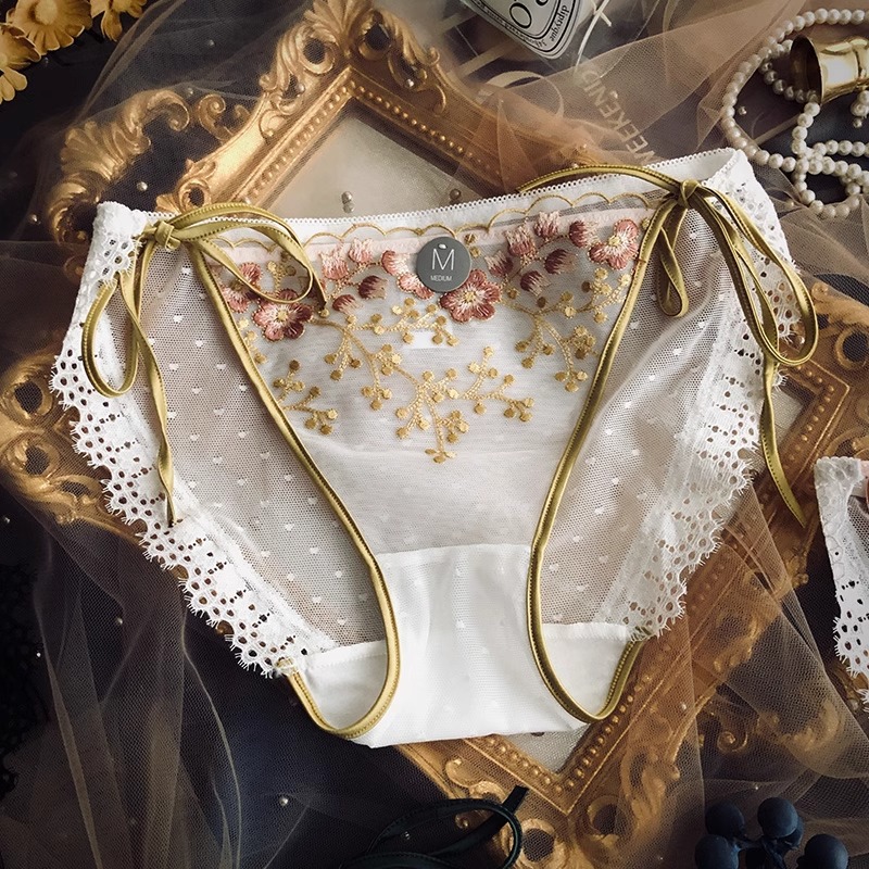 性感绑带蕾丝内裤透视网纱女柔软舒适时尚纯欲风低腰三角裤