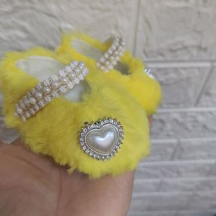 50-55cm娃鞋重生娃娃鞋子冬季加厚毛毛鞋女孩宝宝可爱公主鞋