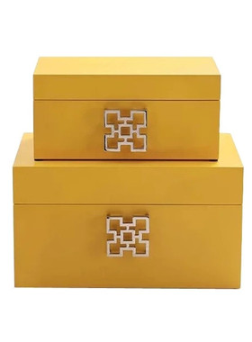 新中式风橙色木质收纳软装