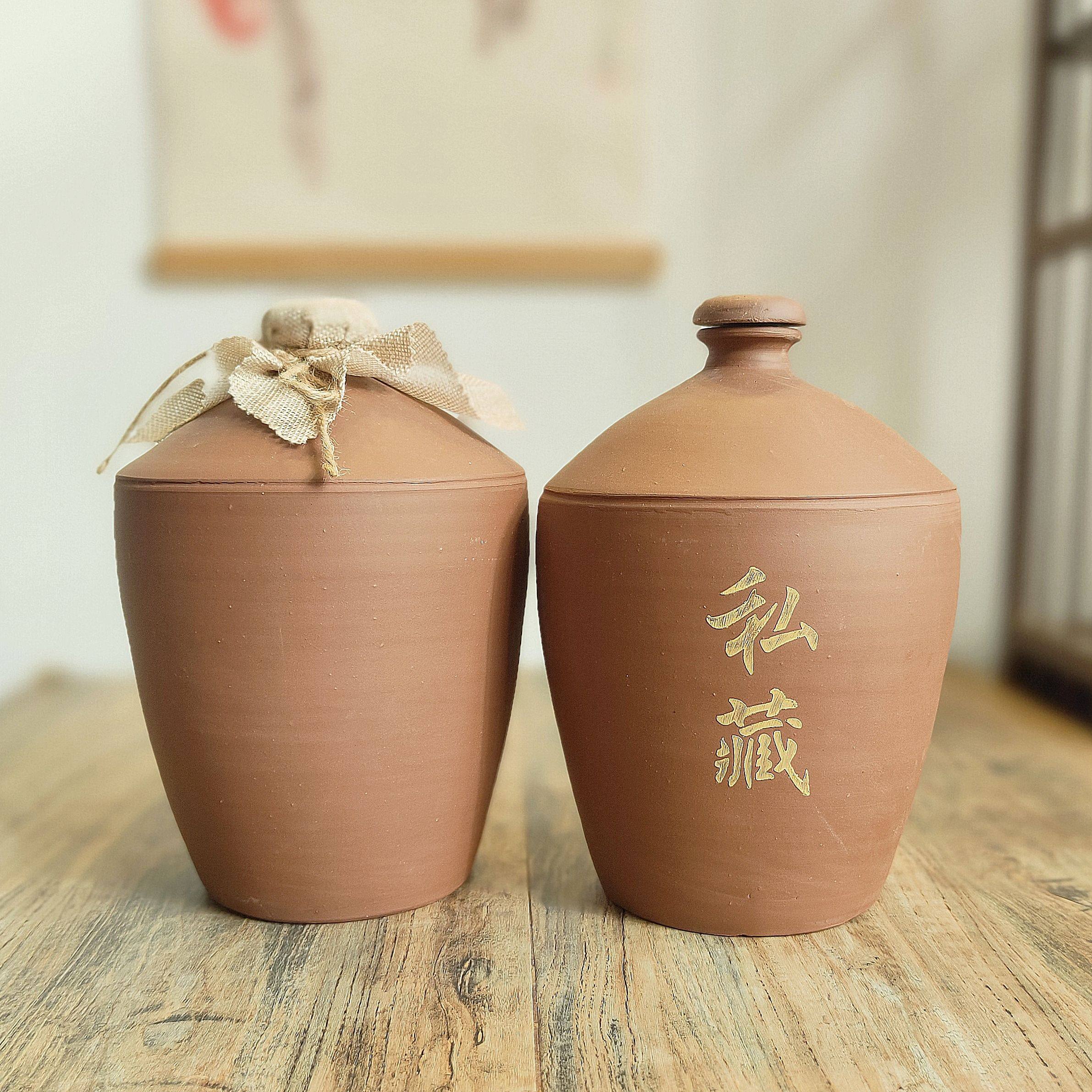 存酒专用土陶酒坛子5斤加厚陶瓷空酒瓶内无釉粗陶窖藏密封酒罐