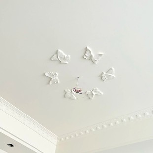 浮雕小鸟蝴蝶玫瑰花燕子灯盘客厅卧室吊顶法式装修非石膏线花