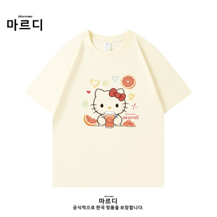 官方保障Mardi凯蒂猫kitty猫上衣韩国正品卡通kt猫圆领短袖女t恤