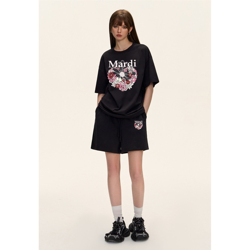 【两件装】Mardi小雏菊粉色爱心花丛套装男女款夏季短裤休闲2件套,女装/女士精品,时尚套装,淘宝优惠券,粉丝福利购,淘宝优惠卷