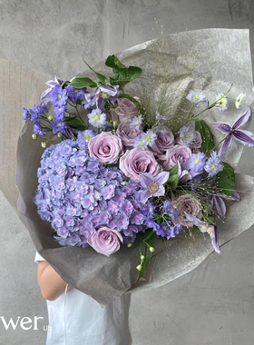 [花仙子]植物图书馆杭州生日表白紫色系玫瑰花束送女友长辈礼物