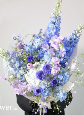 [瓦尔登湖]植物图书馆杭州同城蓝紫色系花束送女友妈妈表白纪念