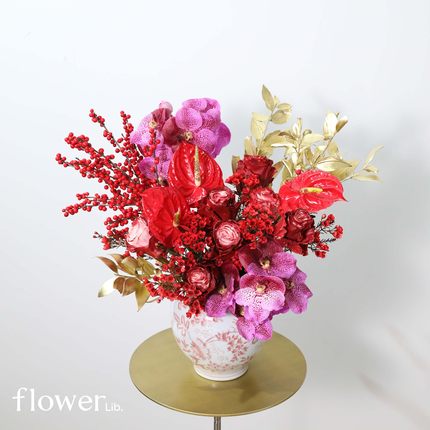 [珠光宝气]植物图书馆杭州同城红紫色系新年年宵花送女友朋友礼物