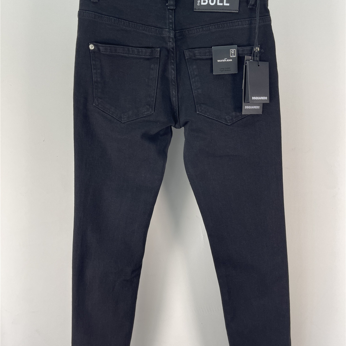 6072新款D2潮男水洗磨破微弹油漆泼墨潮牌修身小脚黑色牛仔裤男