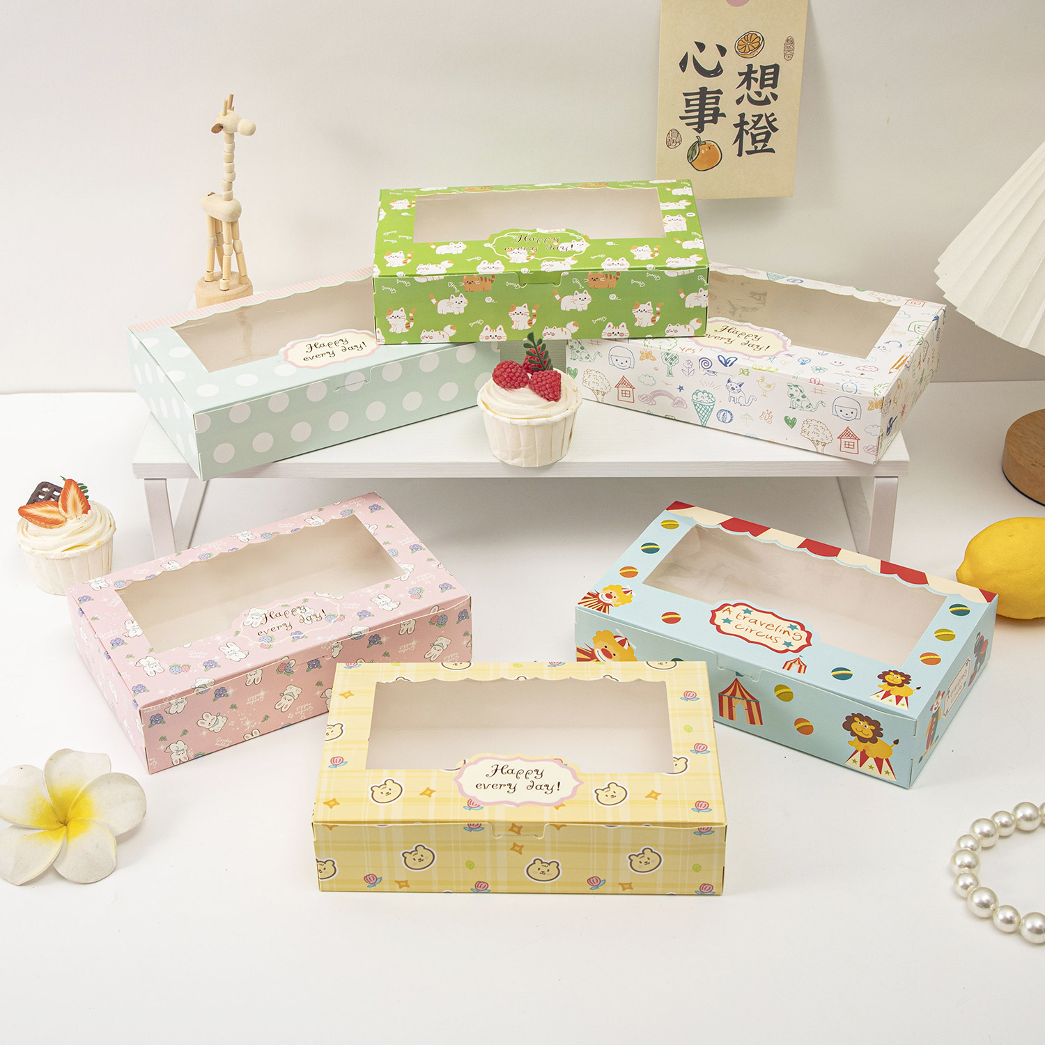 2/4/6粒装雪媚娘卡通开窗盒63-80克月饼盒青团曲奇饼干包装礼品盒