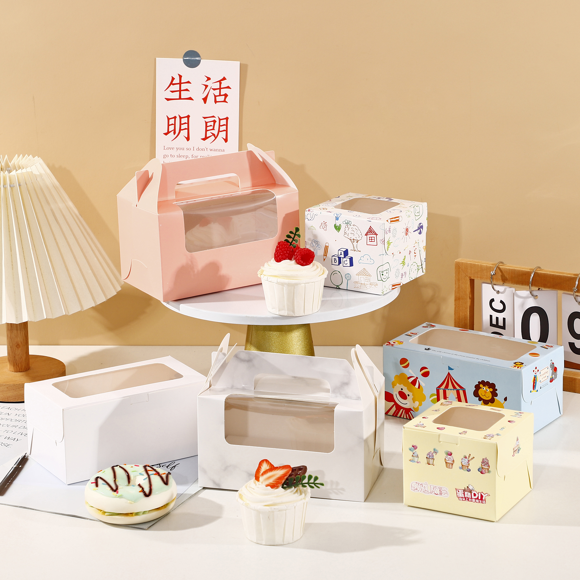 网红毛巾卷蛋糕卷包装盒手提蛋糕盒瑞士卷纸盒纸杯蛋糕西点包装