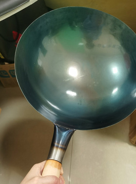 香港陈枝记铁锅手工熟铁无涂层不粘锅燃气灶家用圆底炒菜镬代开锅