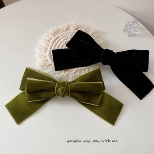 复古丝绒超大蝴蝶结发夹后脑勺发饰马尾发卡头花韩国网红顶夹头绳