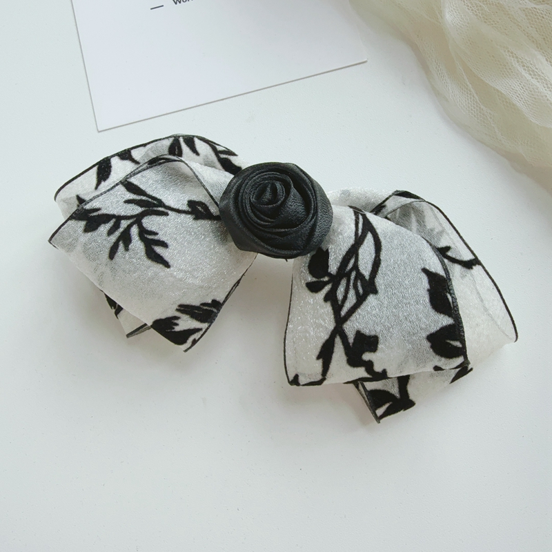 玫瑰丝绒复古蝴蝶结发夹
