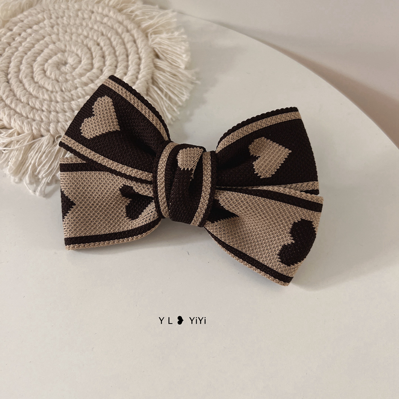 巧克力拼色蝴蝶结发夹少女头饰