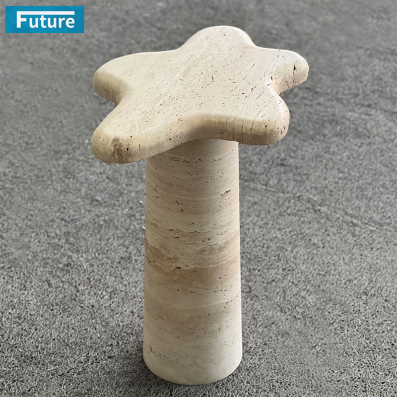 天然大理石米白洞异形小边几餐桌椅组合饭桌北欧风客厅茶几高级感