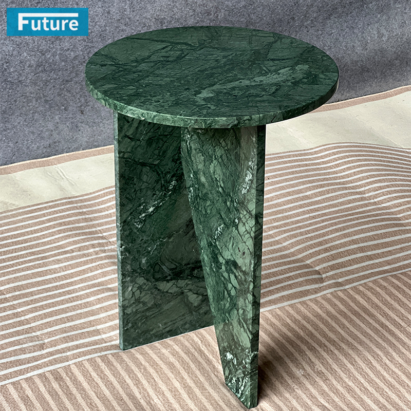 天然大理石印度绿边几圆几客厅沙发餐桌卧室床头柜ins风客厅家具
