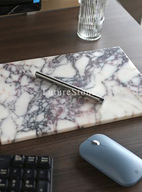 轻奢天然大理石长方形平板托盘茶盘餐盘厨房浴室置物盘护肤品收纳