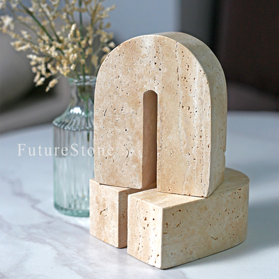 ins风现代天然洞石大理石拱门摆件样板房客厅室内装饰品摆件摆设