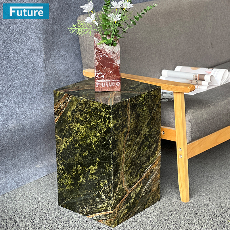 天然大理石雨林绿边几餐桌椅组合家用客厅现代简约轻奢高级感饭桌