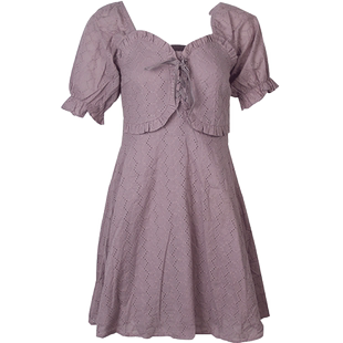 Nice Claup日系宫廷复古仙公主松紧系带显瘦纯棉连衣裙131727010C