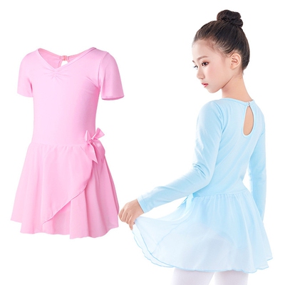 女童包邮热卖服天蓝儿童练功服春夏民族舞服装结雪纺纱浅蓝跳舞裙