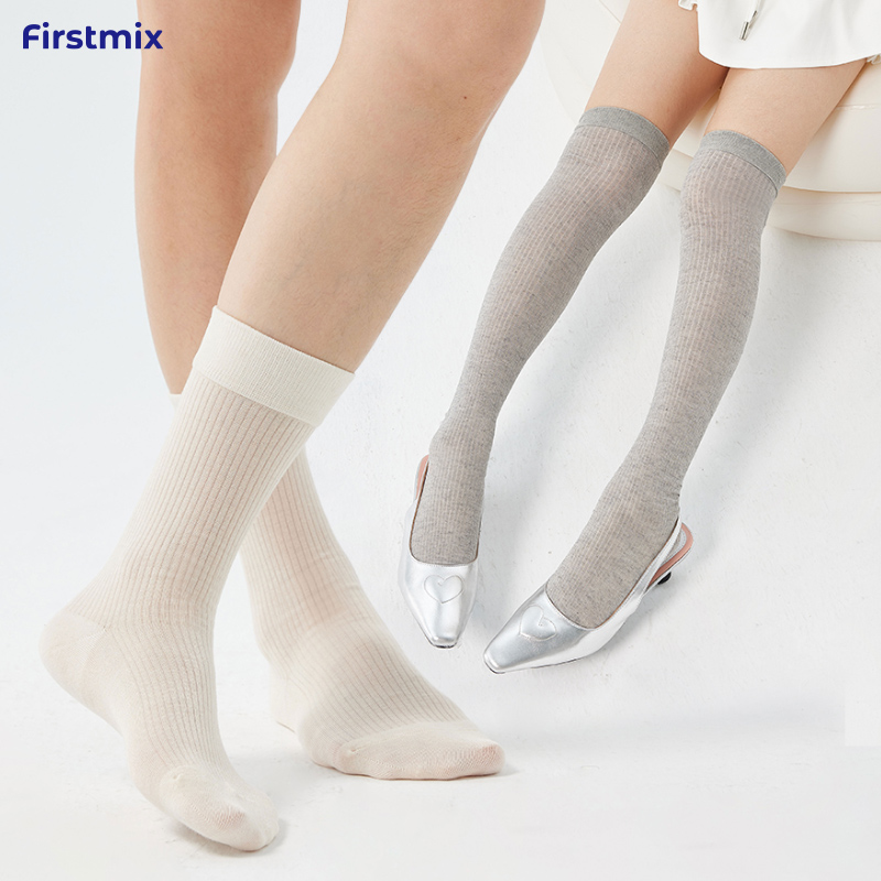 FIRSTMIX2025夏莫代尔山羊绒女轻薄保暖袜子短袜/小腿袜/长筒袜