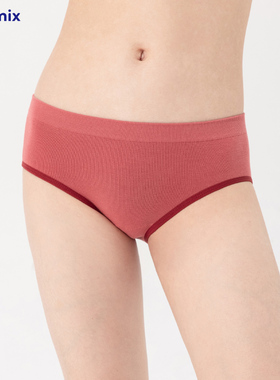 FIRSTMIX无缝中腰棉红色无缝短裤低腰舒适三角裤女士纯棉档部内裤