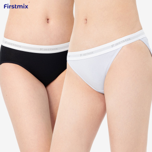 中低腰高开叉女士舒适透气字母裆部全棉三角内裤 FIRSTMIX 4条