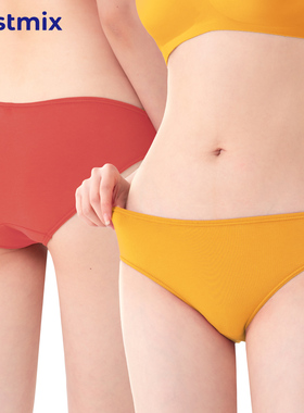 FIRSTMIX【4条装】中腰女士内裤简约舒适裆部抗菌长绒棉三角内裤