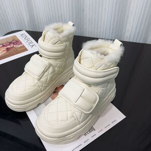 雪地靴厚底百搭魔术贴加绒加厚面包靴短靴棉靴女冬2024新款大棉鞋