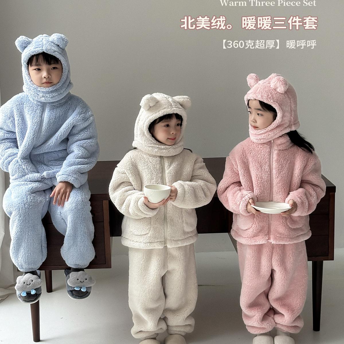 北美绒暖暖儿童睡衣冬季保暖