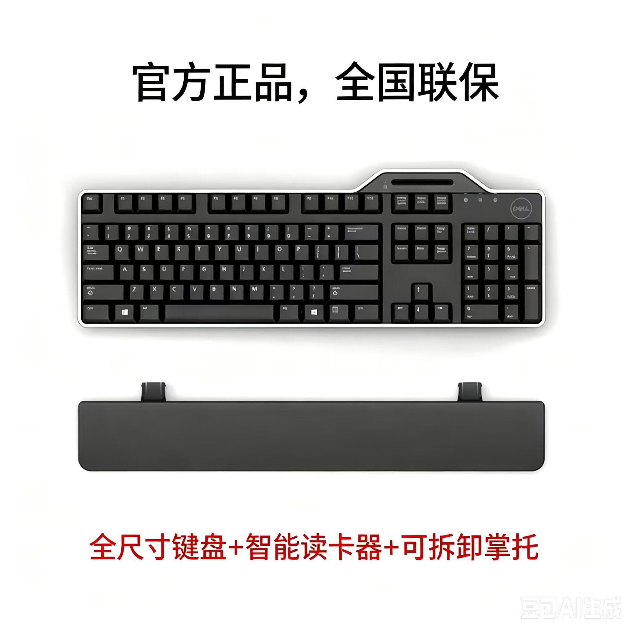 原装Dell戴尔笔记本台式机家用办公游戏通用一体机键盘多媒体带智能读卡器带掌托腕托手感好推荐联保一年换新