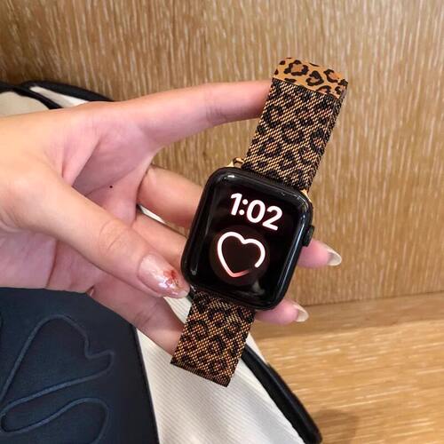 iwatch89表带磁吸豹纹米兰尼斯适用苹果手表apple watch11/10女款