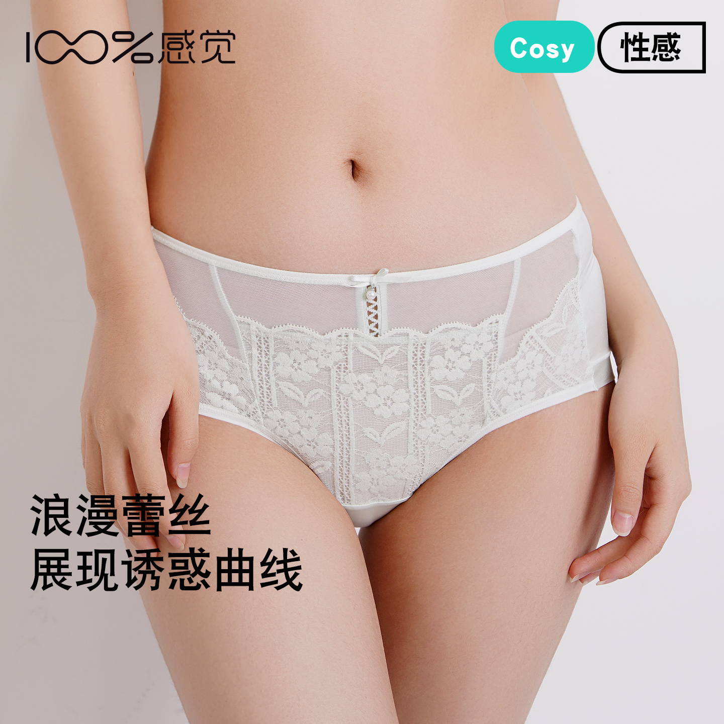 100%感觉百分百感觉蕾丝网纱中腰女士配套内裤三角女裤1728K