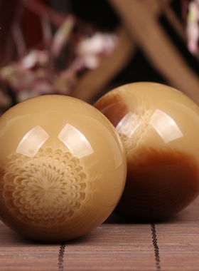 天御阁手球保健球实心老年人把玩手握按摩健身球一对树脂仿牦牛角