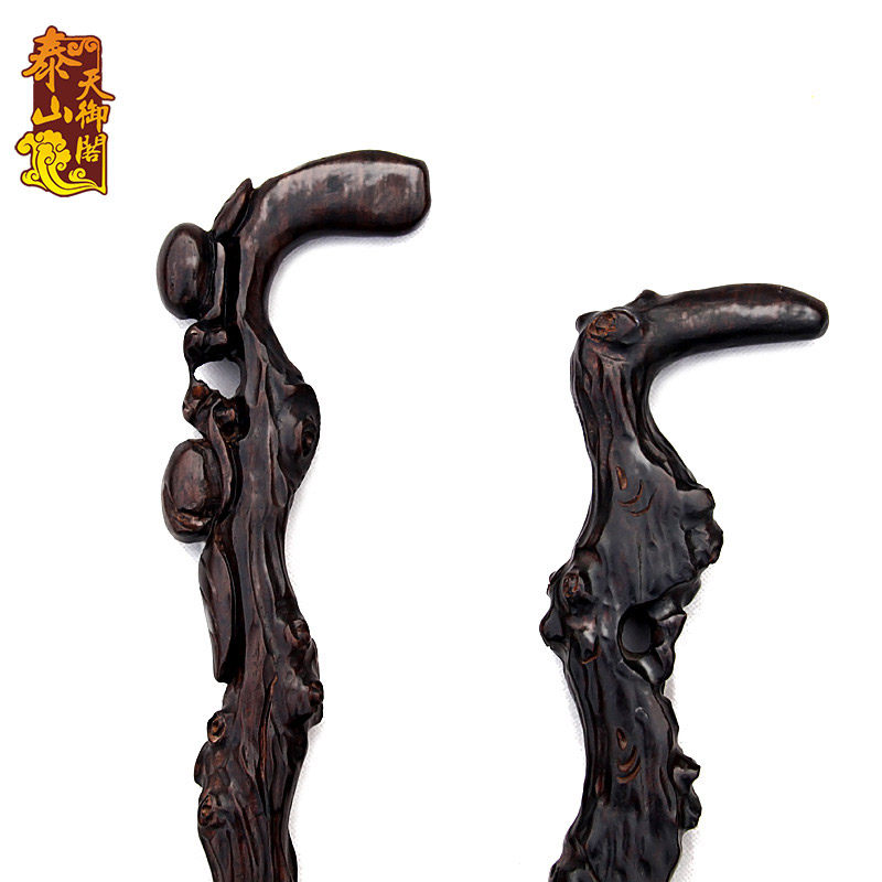 天御阁红木拐杖老人实木手杖助行器黑檀木雕刻带防滑垫送父母礼物