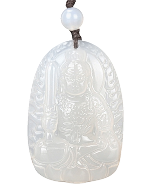 天然冰种白玉髓不动尊菩萨吊坠