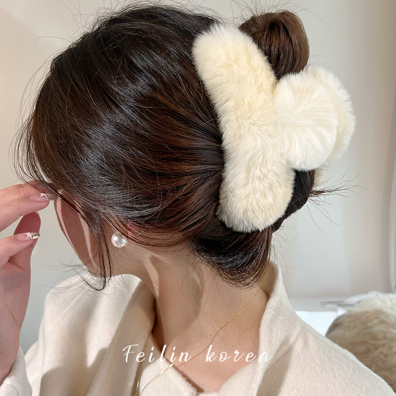 真獭兔毛发夹13厘米超大号