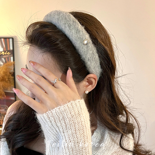 气质秋冬毛绒发箍女款 发卡压发 高级感宽边洗脸头箍高颅顶2025新款