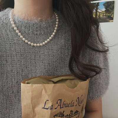 施家珍珠项链正品磁吸扣女