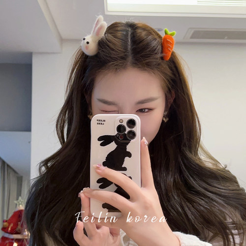 毛茸茸的小兔子发夹泰可爱啦