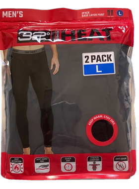 美国32度 Heat 保暖内衣超薄发热男女恒温灰色黑色秋衣裤二件包装