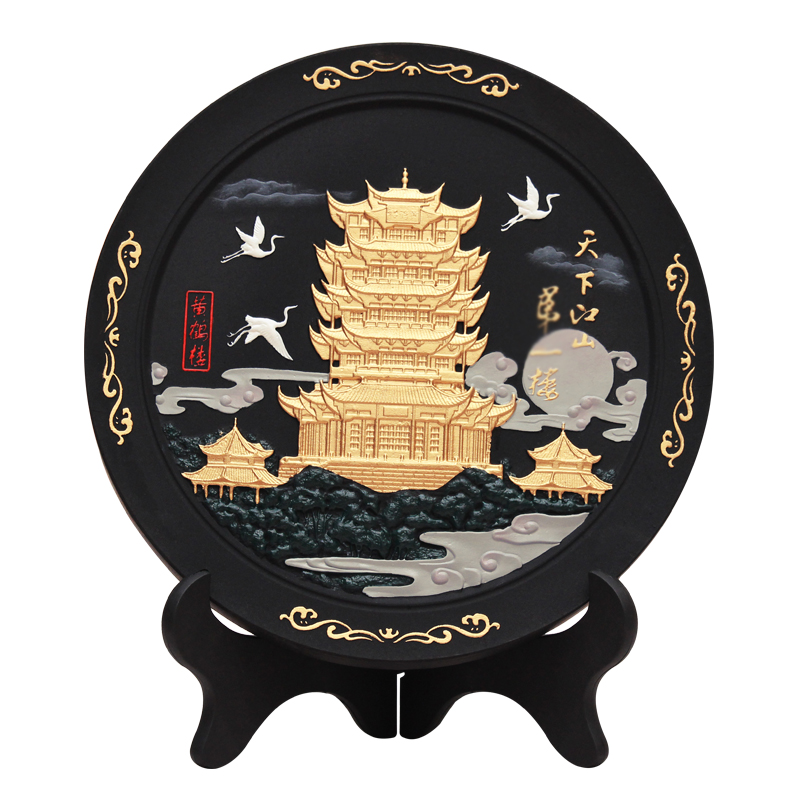 活性炭雕工艺品黄鹤楼武汉特色文创客厅装饰品摆件小商务礼品定制