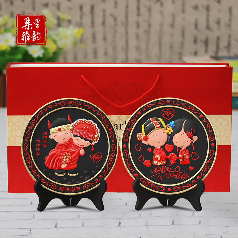 炭雕新婚礼品创意订婚房摆件婚庆送朋友闺蜜新人结婚礼物送礼实用